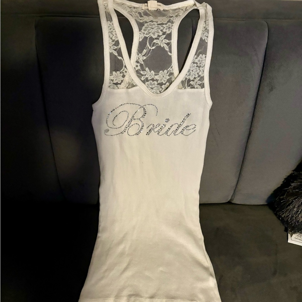 White bling 💍 “BRIDE” tank.